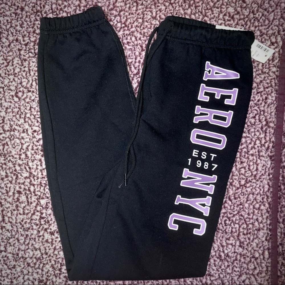 Aeropostale Black Classic Cinch Joggers